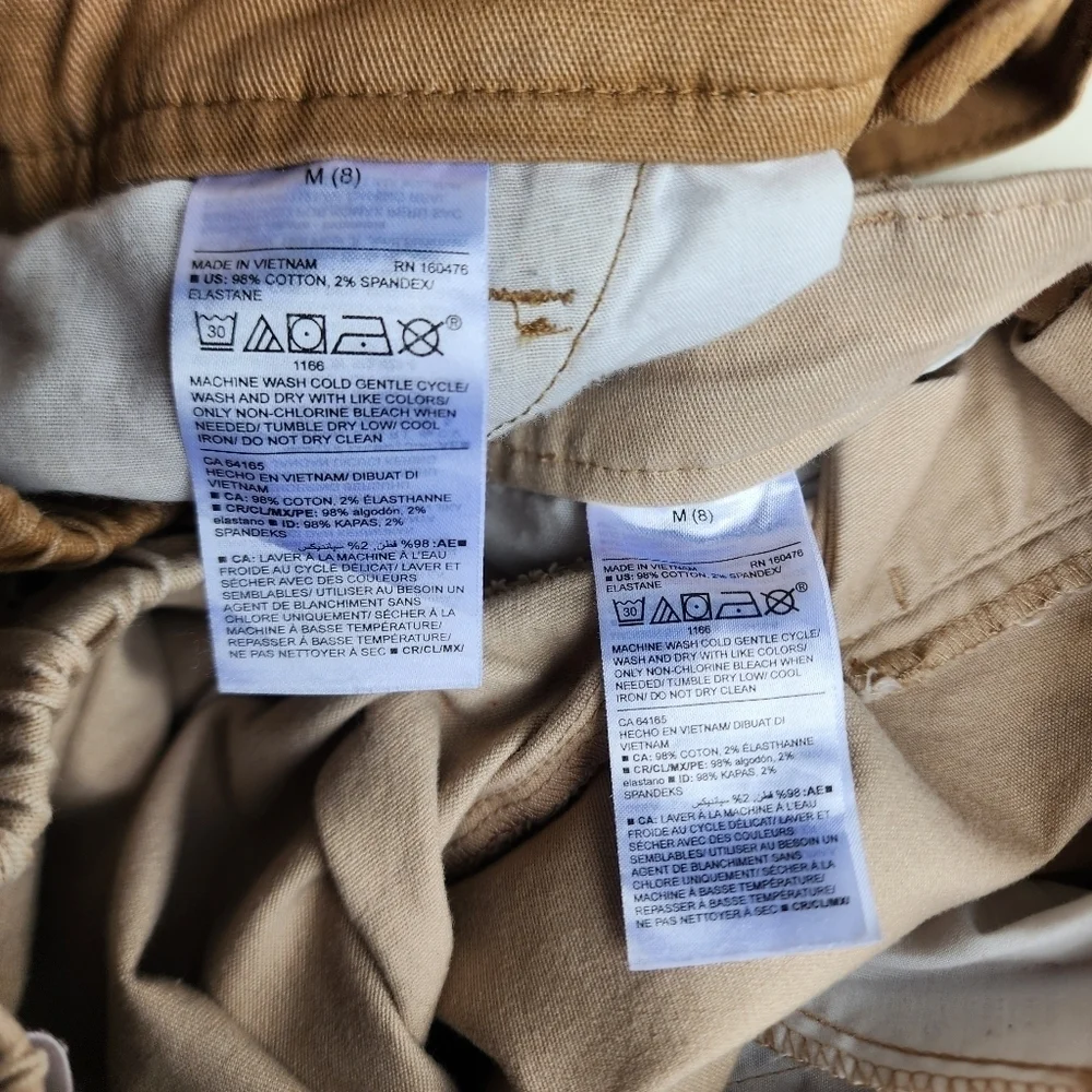 Lot Of 2 Old Navy Girls Bermuda Uniform Shorts Khaki Tan Beige Elastic Waist M 8